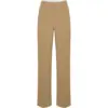 Camel High-Rise Wide-Leg Pintuck Trousers