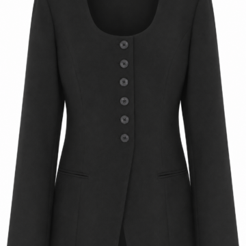 Black Tailored Blazer with Scoop Neckline