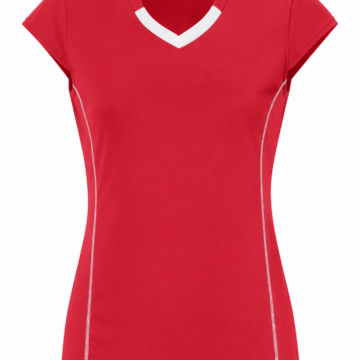 Red V-Neck Cap Sleeve Activewear Top