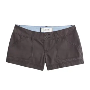 Dark Grey Contrast Stitch Shorts with Patch Pockets