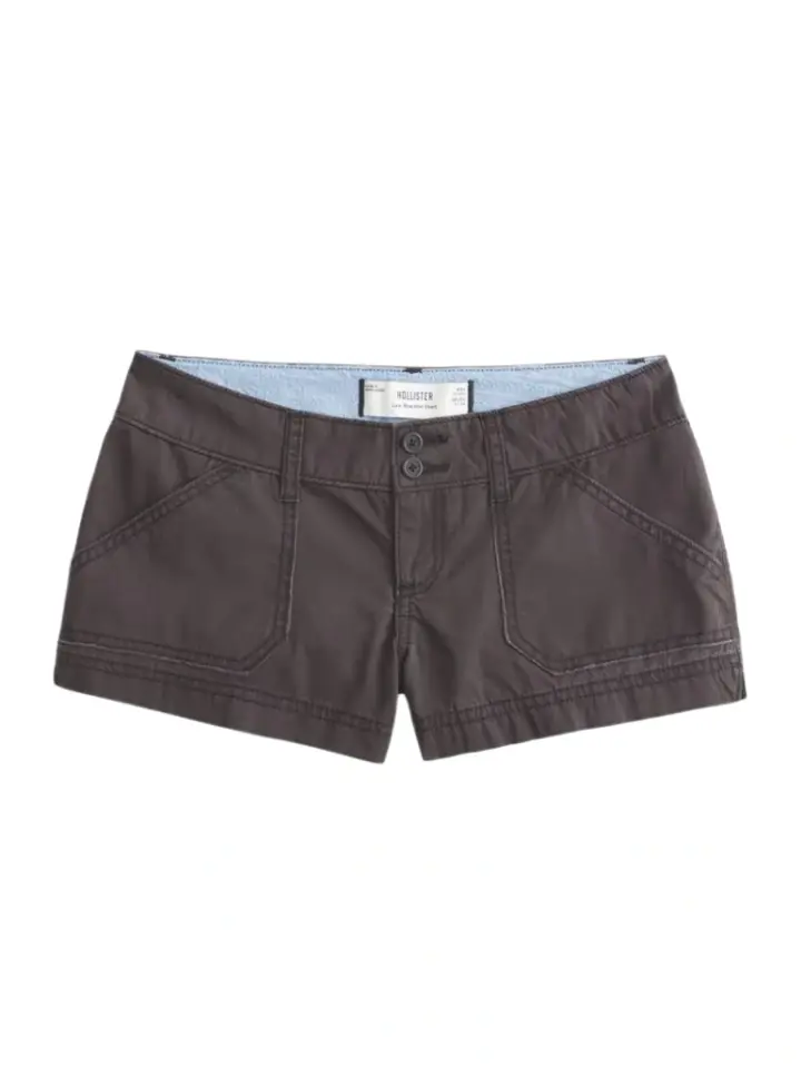 Dark Grey Contrast Stitch Shorts with Patch Pockets