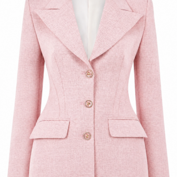 Light Pink Heathered Tailored Blazer with Peak Lapel