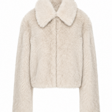 Ivory Faux Fur Cropped Jacket