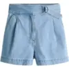 Light Blue High-Waisted Denim Shorts with Ring Belt
