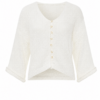 White Cropped Knit Cardigan