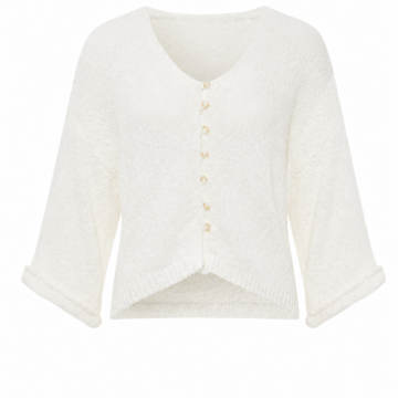 White Cropped Knit Cardigan