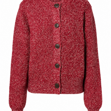 Red Marled Knit Cardigan with Button Front