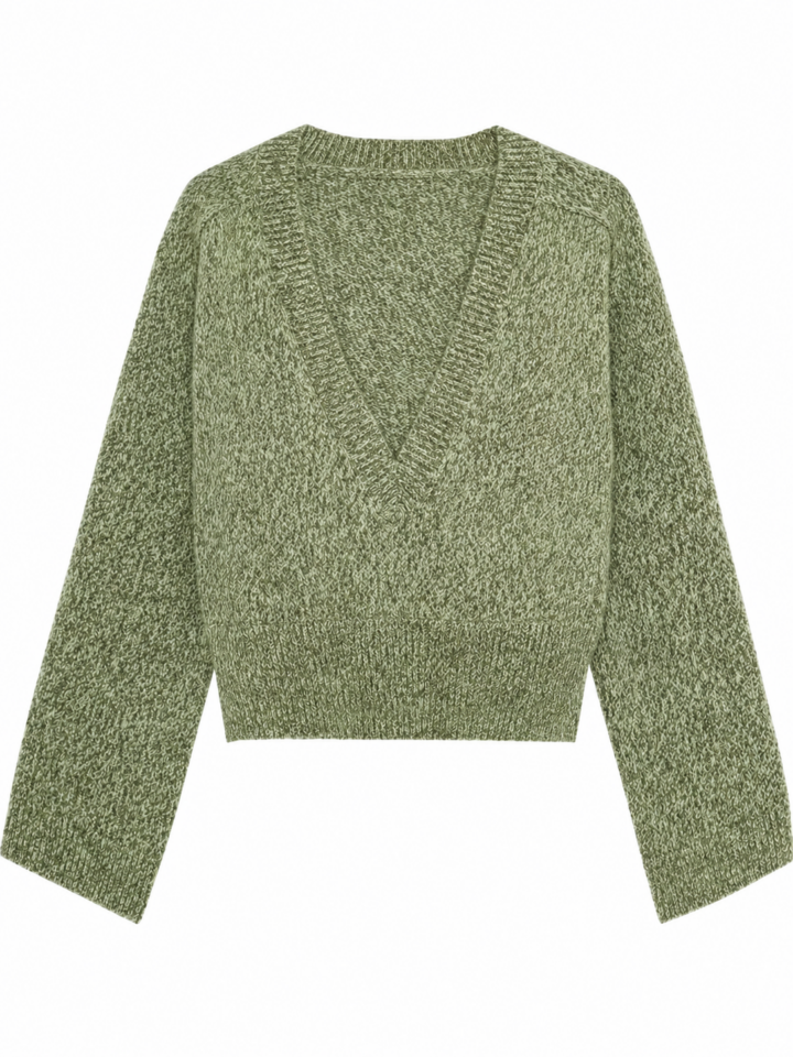 Green Marled Chevron Knit Sweater