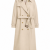 Light Beige Double-Breasted Trench Coat with Belt