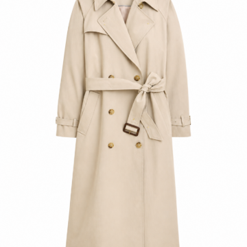 Light Beige Double-Breasted Trench Coat with Belt