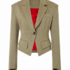 Olive Green Herringbone Tailored Blazer