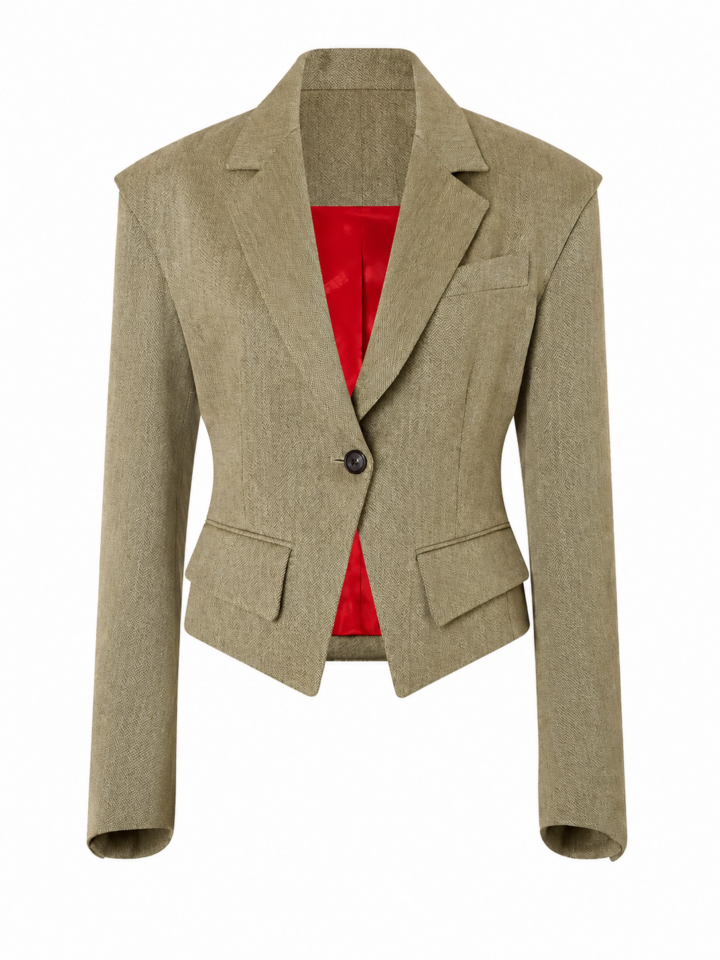 Olive Green Herringbone Tailored Blazer