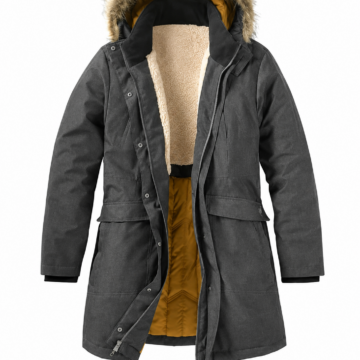Dark Charcoal Parka with Faux Fur Hood