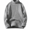 Heather Grey Chunky Ribbed Turtleneck Sweater