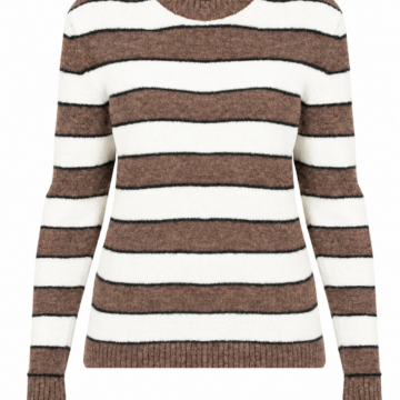 Brown Striped Crewneck Sweater