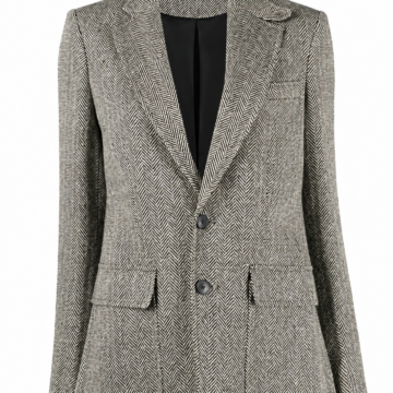 Black and White Herringbone Tailored Blazer